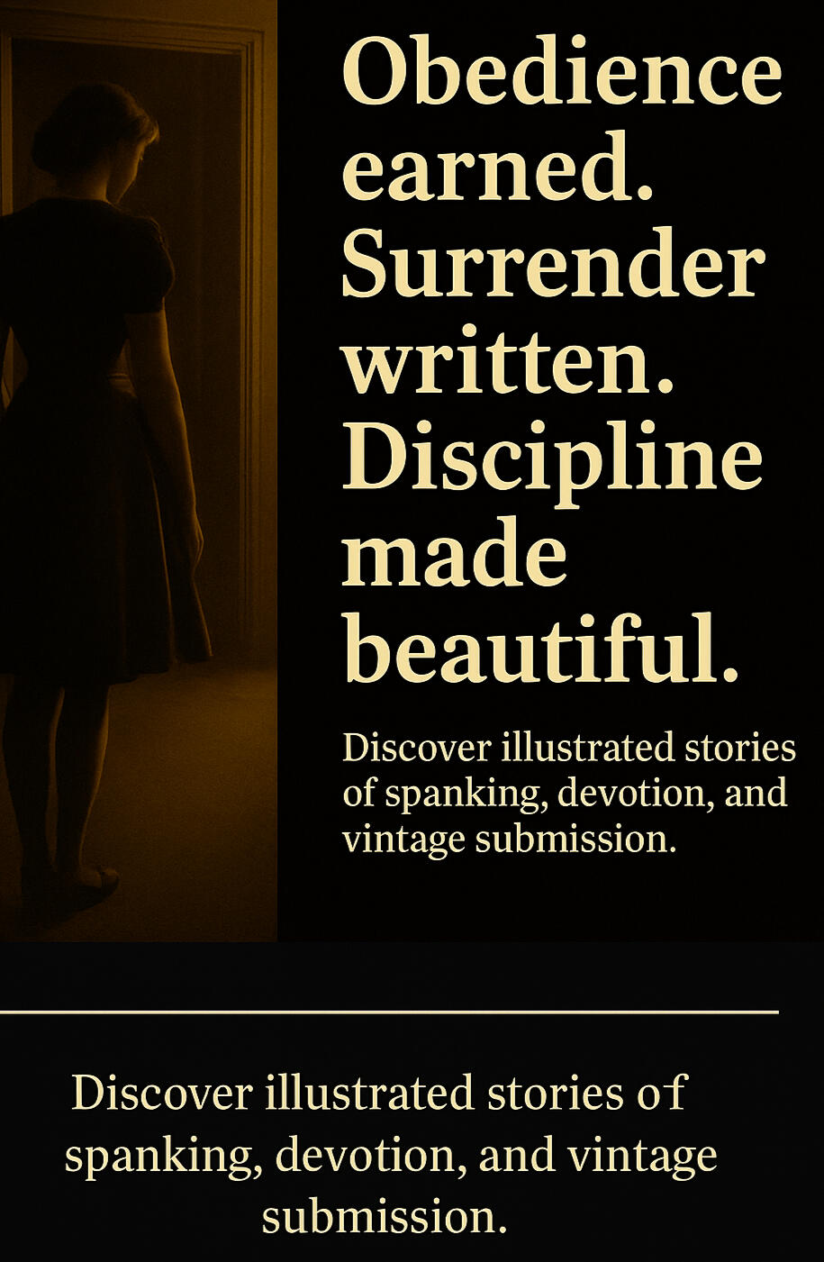 A young woman stands in discipline lighting. Her surrender is moments away.